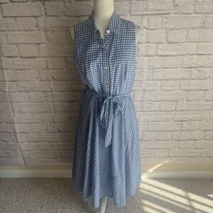 Chetta B Women’s Cotton /Linen Gingham Shirt Midi Dress Size 14